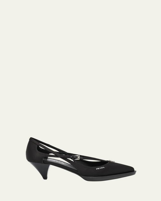 Satin Crisscross Buckle Pumps